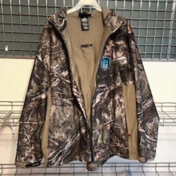 Camouflage Waterproof Hunting Jacket . Size: XL {46-48} . w/ Hoodie . Mossy Oak - Picture 1 of 5